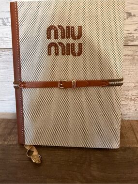 Miu Miu beige and brown Notebook Cover with Belt
